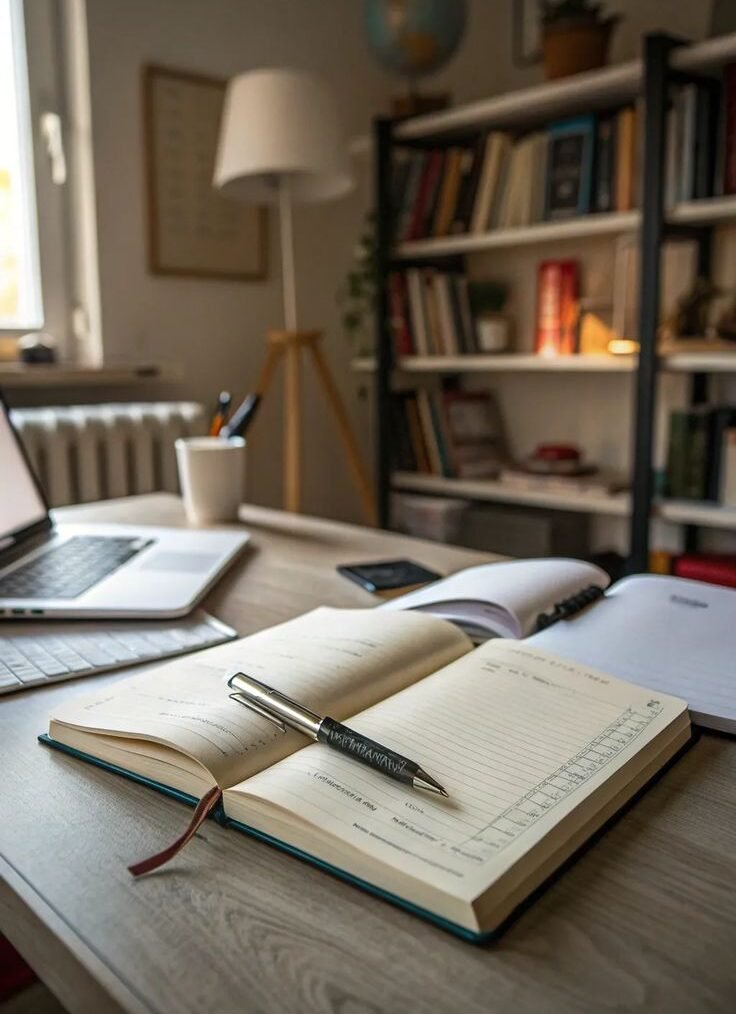 Rincón con vela, frase inspiradora y objetos con intención personal